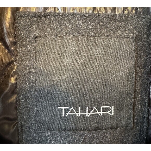 Tahari Coat Women's Size XL Wool Blend Pea Coat Lined Pockets Dark‎ Gray Black - Picture 5 of 14